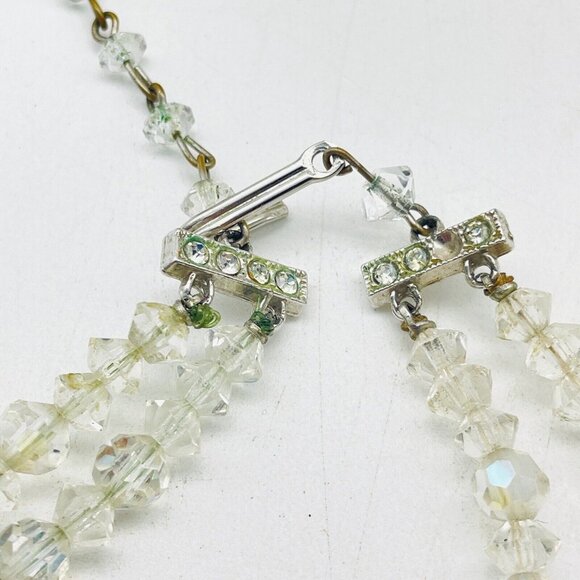 Vintage Double Strand Aurora Borealis Necklace Silver Tone Bling Sparkle READ - Picture 7 of 9